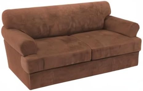 H.VERSAILTEX Sofa Cover 3 Piece T Cushion Sofa Slipcovers Thick Velvet Couch Cover Stretch T Cushion Sofa Covers for 2 Cushion Couch with 2 Individual T Cushion Covers Washable, Caramel Cafe