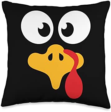 Crazy cute thanksgiving turkey face for dinner costume Throw Pillow by Unknown