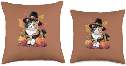 Cute Calico CAT Thanksgiving Throw Pillow - Image 3