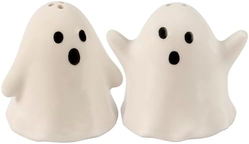 Primitives by Kathy Ghost Pair Halloween Ceramic Salt Pepper Shaker Set by PrimitivesbyKathy