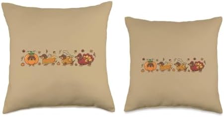 Dachshund Thanksgiving Parade, Pumpkin, Pie & Turkey Wiener Throw Pillow - Image 3
