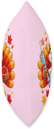 Cute Turkey Nurse Stethoscope Thanksgiving Scrub Fall Leaves Throw Pillow - Image 2