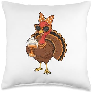 Turkey Drinking Coffee - Thanksgiving Day Fall Holiday Throw Pillow by Unknown