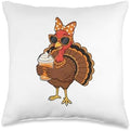 Turkey Drinking Coffee - Thanksgiving Day Fall Holiday Throw Pillow by Unknown