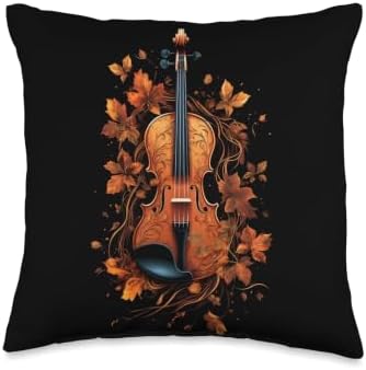 Violin Player Autumn Autumn Leaves Thanksgiving Throw Pillow by Unknown