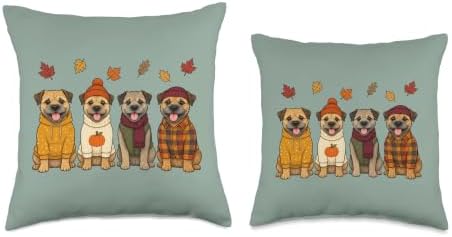 Border Terrier Fall Autumn Season Pumpkin Dog Throw Pillow - Image 3