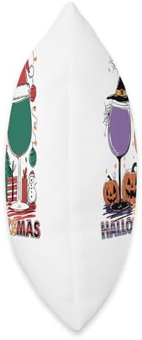 halloween thanksgiving christmas happy hallothanksmas glass Throw Pillow - Image 2