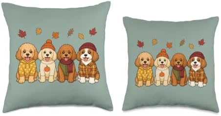 Cavapoo Fall Autumn Season Doodle Dog Pumpkin Throw Pillow - Image 3