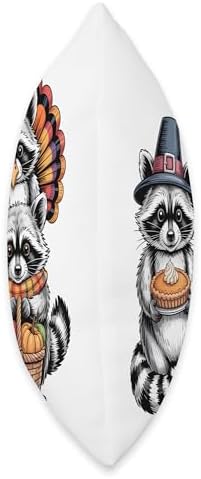 Thanksgiving Raccoon Trio Pilgrim Turkey Harvest Throw Pillow - Image 2