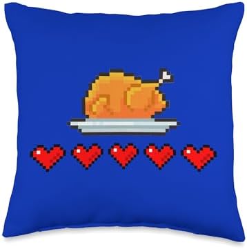 zAPz Retro Gaming Novelties Thanksgiving Turkey Hearts Pixel Art Retro Gamer Video Game Throw Pillow, 16x16, Multicolor by Unknown