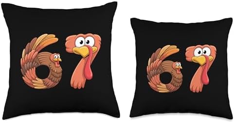 Funny Thanksgiving 67 Turkey Shirt Six Seven Birthday Gift Throw Pillow - Image 3