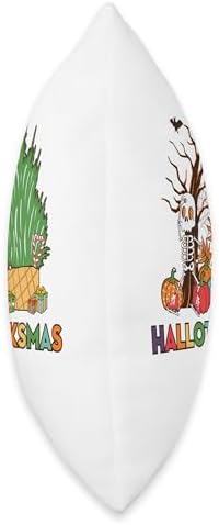 Happy Hallothanksmas Costume Happy Hallothanksmas Funny Halloween Thanksgiving Christmas Throw Pillow, 18x18, Multicolor - Image 2