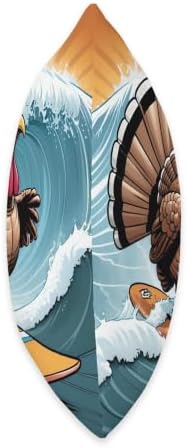 Thanksgiving Turkey Surfing a Wave Throw Pillow - Image 2