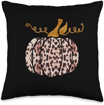 Pumpkin Leopard Spot Print Pattern Fall Autumn Thanksgiving Throw Pillow by Unknown