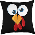 Cute Turkey Face With Pilgrim Hat For Thanksgiving Throw Pillow by Unknown