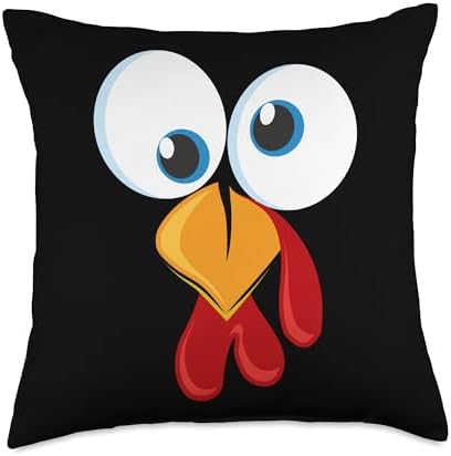 Cute Turkey Face With Pilgrim Hat For Thanksgiving Throw Pillow by Unknown