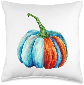 Vintage Colorful Thanksgiving Pumpkin Throw Pillow by Unknown