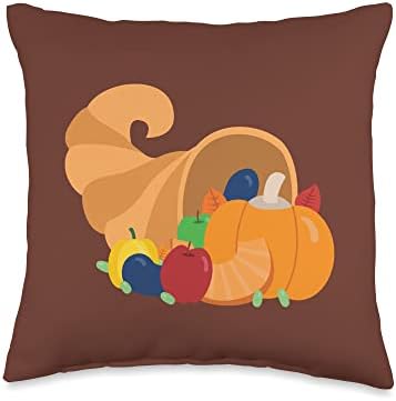 Cornucopia Thanksgiving Throw Pillow by Unknown