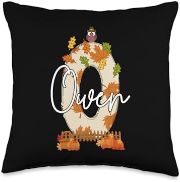 Owen Thanksgiving Autumn Vibes Fall Kids Toddler Throw Pillow by Unknown