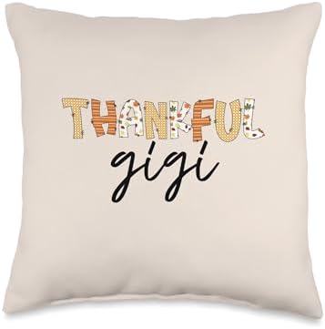 Thankful Gigi Autumn Theme Fall Thanksgiving Grandma Throw Pillow by Unknown