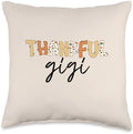Thankful Gigi Autumn Theme Fall Thanksgiving Grandma Throw Pillow by Unknown
