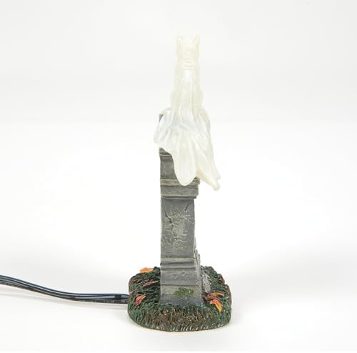 Department 56 Village Collection Accessories Halloween Kit E. Kat Cat Ghost on Tombstone Lit Figurine, 3.8 Inch, Multicolor