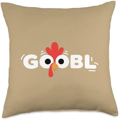 Funny Thanksgiving GOOBBLE Turkey Day Humor, Gobble Turkey Throw Pillow by Unknown