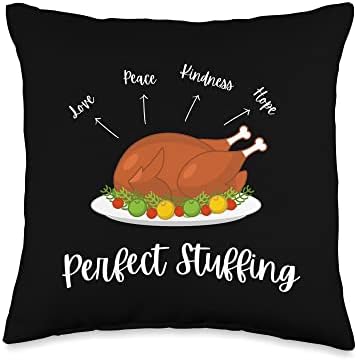 Perfect Thanksgiving Turkey Stuffing Peace Love Kindness Throw Pillow by Unknown