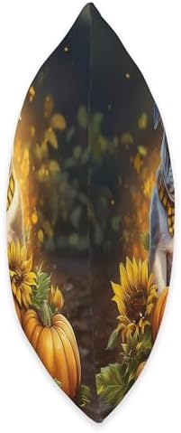 Floral Bulldog Dog Thanksgiving Pumpkins Sunflowers Gift Throw Pillow - Image 2