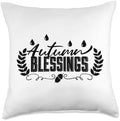 Autumn Blessings Thanksgiving Fall Leaves Grateful Throw Pillow by Unknown