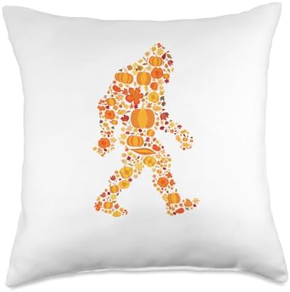 Fall Bigfoot Thanksgiving Autumn Pumpkin Women Men Boy Girl Throw Pillow by Unknown