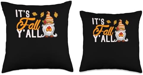 Pilgrim Costume Turkey Meat Thanksgiving Shirt It's Fall Y'all Gnome Pumpkin Halloween Thanksgiving Autumn Throw Pillow, 18x18, Multicolor - Image 3