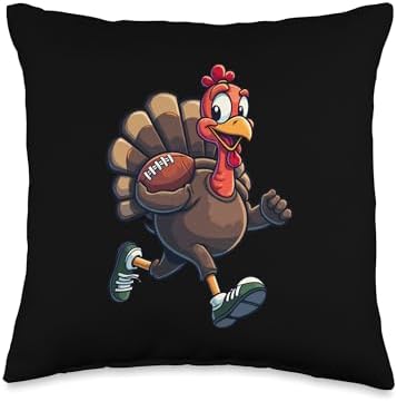 Thanksgiving Football Player Thanksgiving Football Turkey Throw Pillow by Unknown