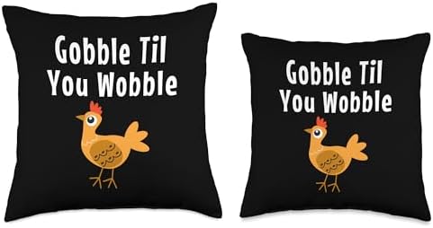 Gobble Til You Wobble Happy Thanksgiving Turkey Throw Pillow - Image 3