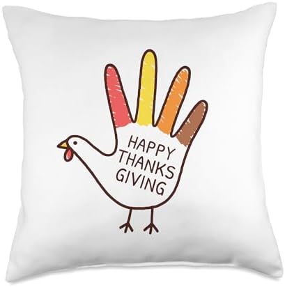 Funny Hand Turkey Kids Outfit Toddler Thanksgiving Adult Kid Throw Pillow by Unknown