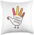 Funny Hand Turkey Kids Outfit Toddler Thanksgiving Adult Kid Throw Pillow by Unknown