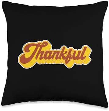 Thankful Thanksgiving Fall Season Autumn Retro Vintage Art Throw Pillow by Unknown