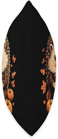 Hedgehog Porcupine Pumpkin Spice Latte Autumn Halloween Throw Pillow - Image 2