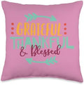 Grateful Thankful and Blessed - Thanksgiving Autumn Fall Throw Pillow by Unknown