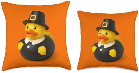 Rubber Duck Pilgrim Thanksgiving Ducky Men Women Kids Throw Pillow - Image 3