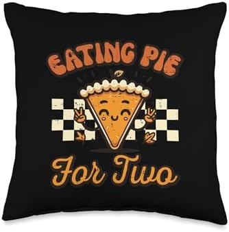 Thanksgiving Pregnancy Eating Pie for 2 Announcement Women Throw Pillow by Unknown
