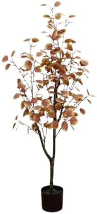 Artificial Eucalyptus Tree in Pot Realistic Fake Fall Plant for Home Office Decor, Thanksgiving Autumn Silk Leaves Faux Tree for Party Decoration by HOME