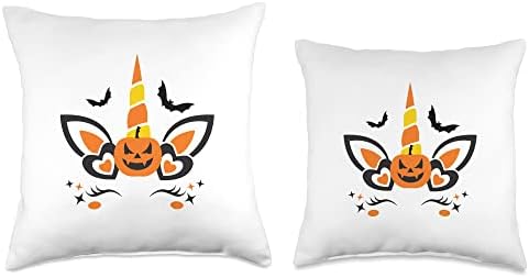 Funny Halloween Thanksgiving Pumpkin Unicorn Girls Costume Throw Pillow - Image 3