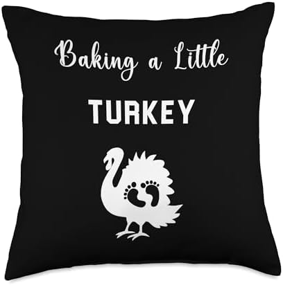 Baking A Little Turkey Thanksgiving Pregnancy Announcement Throw Pillow by Unknown