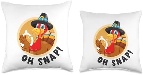 Oh Snap Thanksgiving Funny Turkey Wishbone for Kids Boy Girl Throw Pillow - Image 3
