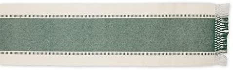 DII Dobby Stripe Table Runner, 13x72 Dark Green & Cream Background - Image 2