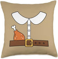 Pilgrim Collar with Turkey Leg, Funny Thanksgiving Day Pilg Throw Pillow by Unknown