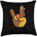 Thankful Turkey Kids Women Men Thanksgiving Outfit Rock Sign Hand Cool Thanksgiving Turkey Punk Pilgrim Throw Pillow, 18x18, Multicolor by Unknown