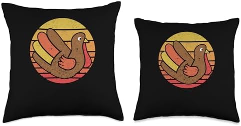 Thankful Turkey Men Kids Women Thanksgiving Outfit Funny Turkey Hand Thanksgiving Day Retro Vintage Pilgrim Throw Pillow, 16x16, Multicolor - Image 3