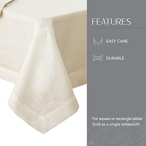 Elrene Home Fashions Villeroy & Boch La Classica Linen Tablecloth, Great for Formal Dining or Everyday Use, 70 Inches by 96 Inches, Ivory - Image 3